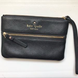 Kate Spade Black Leather Wristlet Wallet